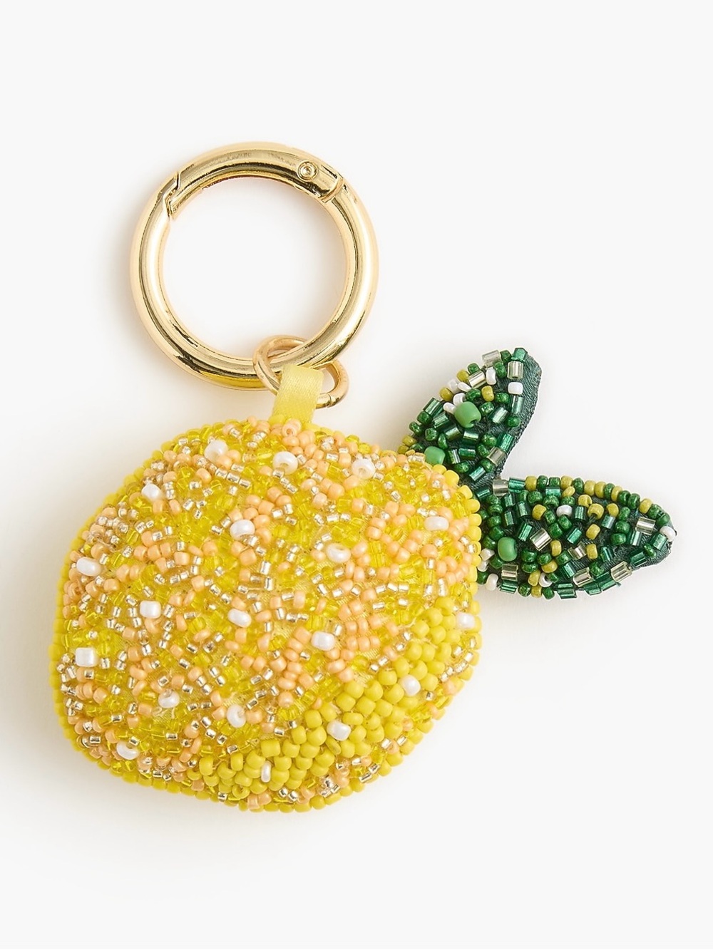 $45 NWT J.Crew Yellow Green Seed Beaded Lemon Bag Charm Accessory Key Chain